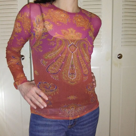 Xpect Tops - NWT Beautiful Sexy Sheer sz 1 Paisley Boho Top!